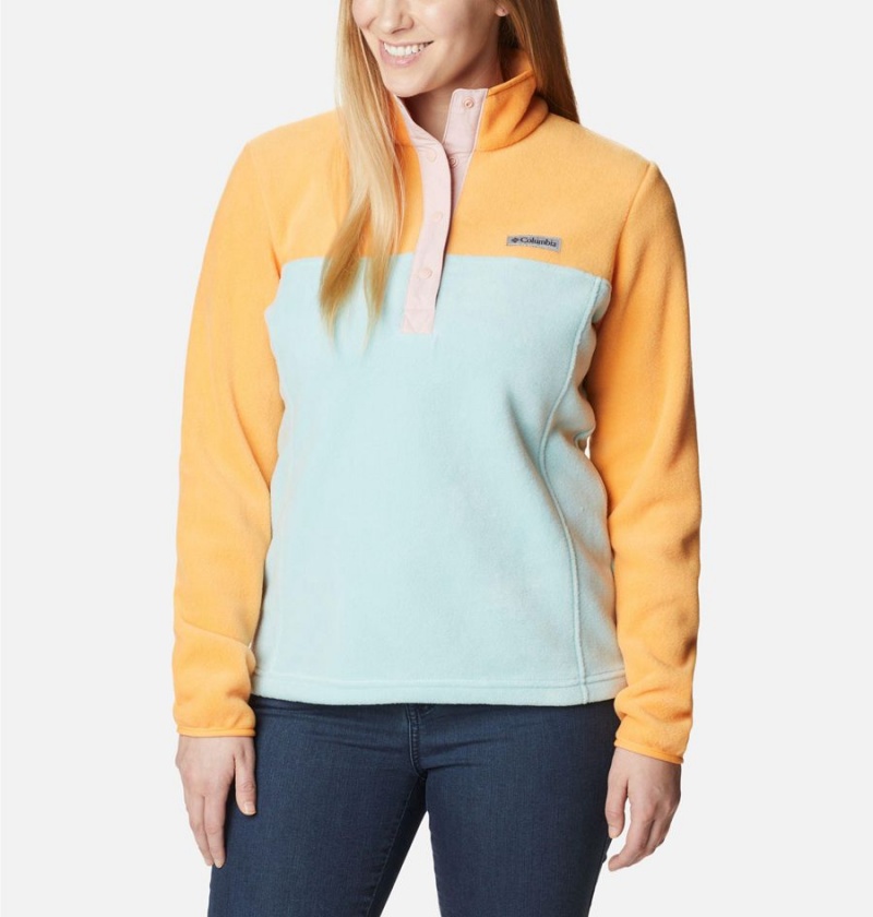 Turquoise Columbia Benton Springs Half Snap Fleece Women\'s Pullover | 36920FSHY