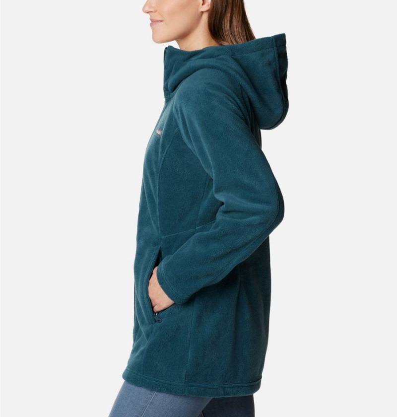 Turquoise Columbia Benton Springs II Long Hoodie Women's Fleece Jacket | 81697LAVZ