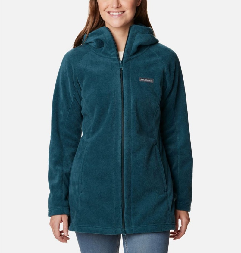 Turquoise Columbia Benton Springs II Long Hoodie Women\'s Fleece Jacket | 81697LAVZ