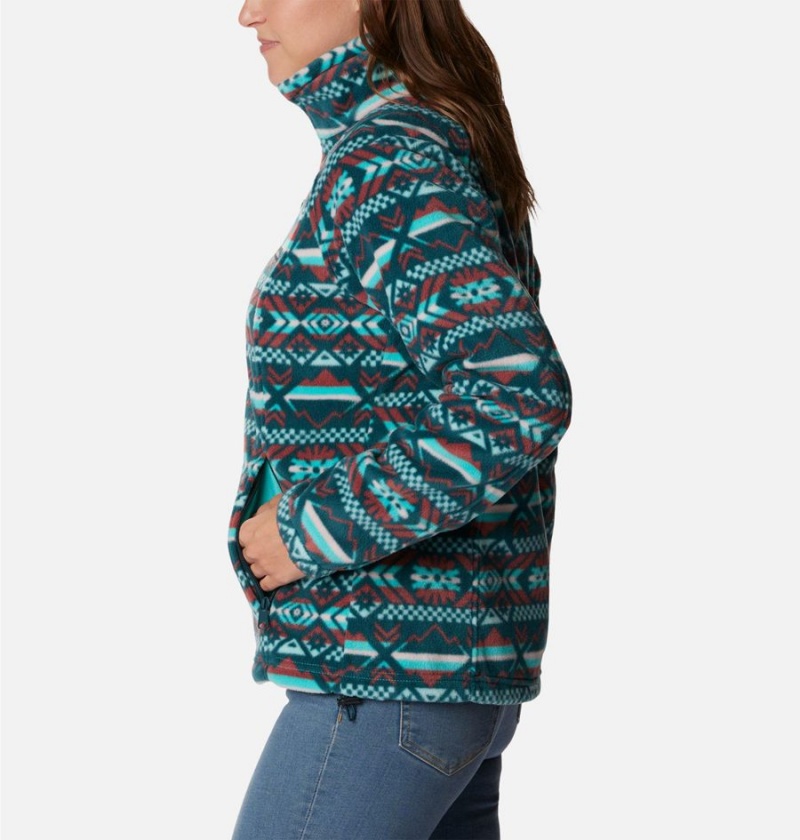 Turquoise Columbia Benton Springs Printed Full Zip Women's Fleece Jacket | 70851PIGS