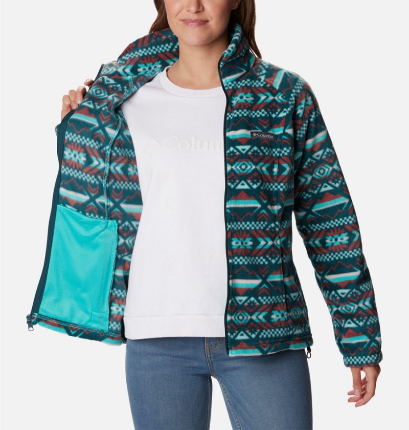 Turquoise Columbia Benton Springs Printed Full Zip Women's Fleece Jacket | 70851PIGS