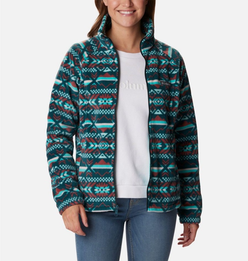 Turquoise Columbia Benton Springs Printed Full Zip Women's Fleece Jacket | 70851PIGS