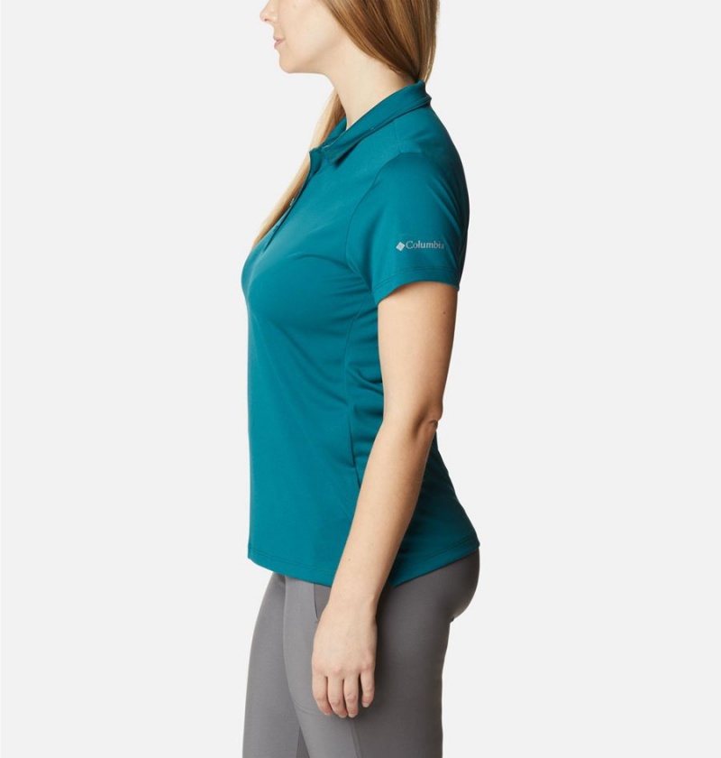 Turquoise Columbia Birdie Golf Polo Women's T-Shirt | 08629LDKZ