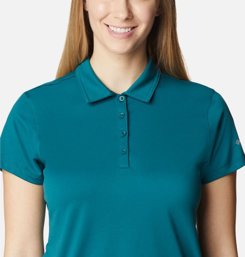 Turquoise Columbia Birdie Golf Polo Women's T-Shirt | 08629LDKZ