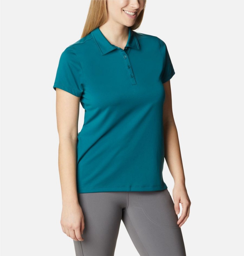 Turquoise Columbia Birdie Golf Polo Women's T-Shirt | 08629LDKZ