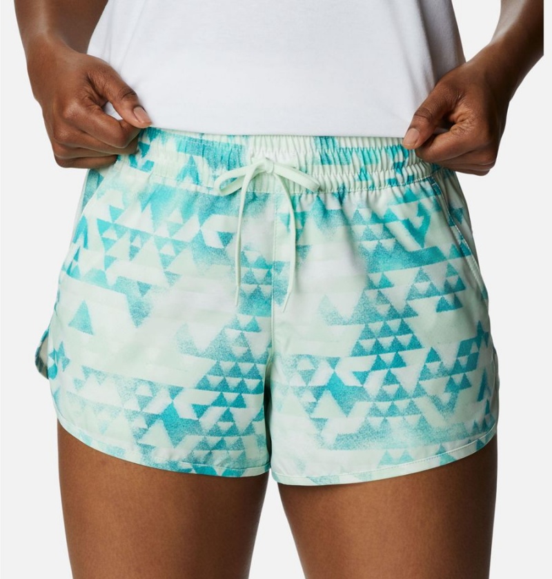 Turquoise Columbia Bogata Bay Stretch Printed Women's Shorts | 36714MNAL