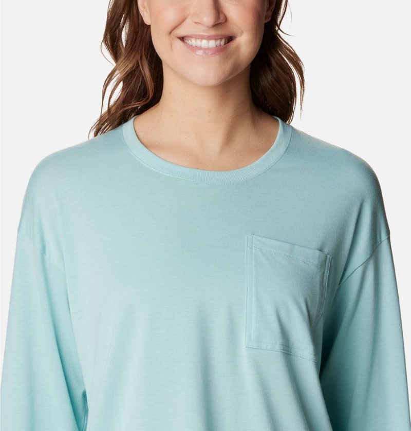 Turquoise Columbia Boundless Trek Long Sleeve Women's T-Shirt | 24796MEXV