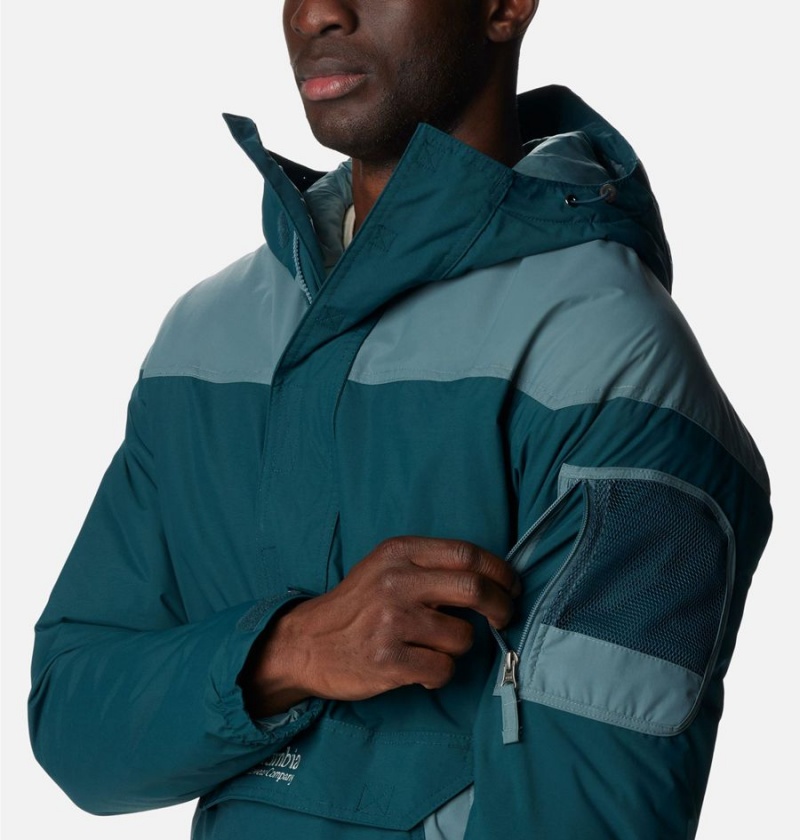 Turquoise Columbia Challenger Anorak Insulated Men's Puffer Jacket | 64392YOMW