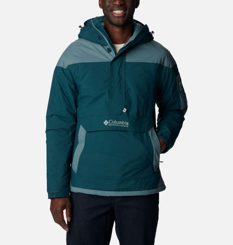 Turquoise Columbia Challenger Anorak Insulated Men\'s Puffer Jacket | 64392YOMW