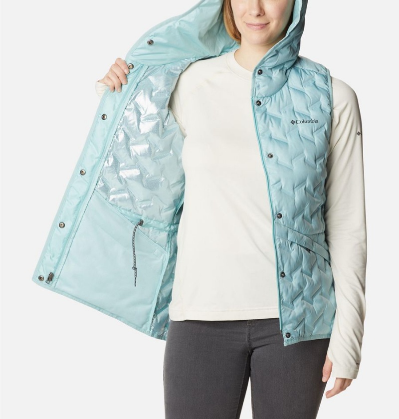 Turquoise Columbia Delta Ridge Hooded Women's Vest | 36504RHBJ