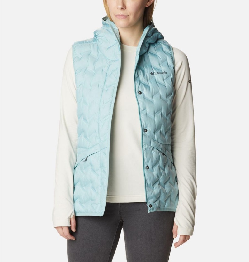 Turquoise Columbia Delta Ridge Hooded Women's Vest | 36504RHBJ