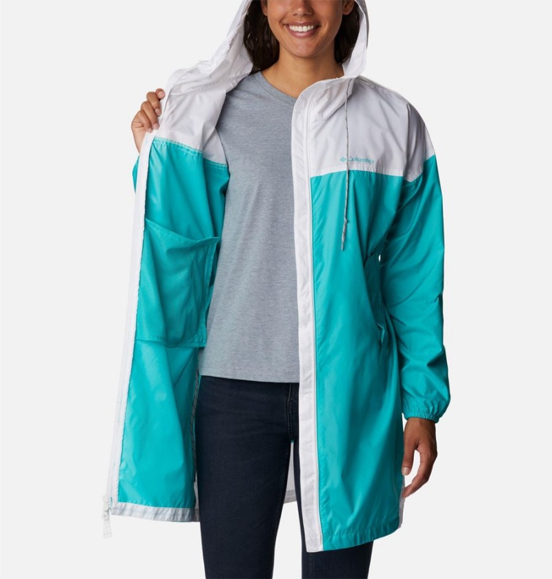 Turquoise Columbia Flash Challenger Long Jacket Women's Windbreaker | 45308KOXV