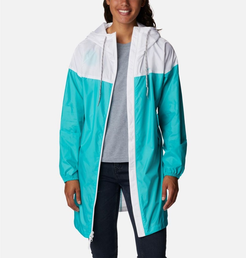 Turquoise Columbia Flash Challenger Long Jacket Women's Windbreaker | 45308KOXV