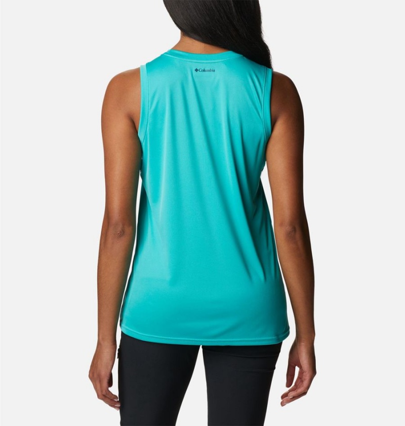 Turquoise Columbia Fork Stream Graphic Women's Tank Top | 28496IPXW