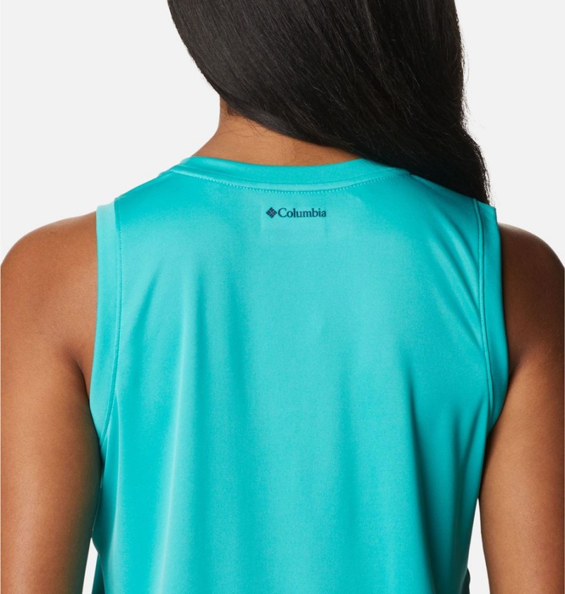 Turquoise Columbia Fork Stream Graphic Women's Tank Top | 28496IPXW