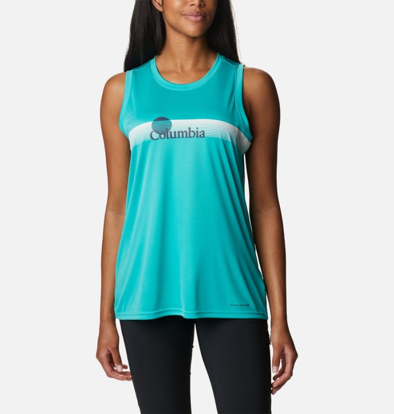 Turquoise Columbia Fork Stream Graphic Women\'s Tank Top | 28496IPXW