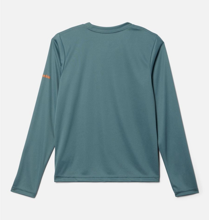 Turquoise Columbia Grizzly Peak Long Sleeve Graphic Kids' T-Shirt | 75608ZSVK