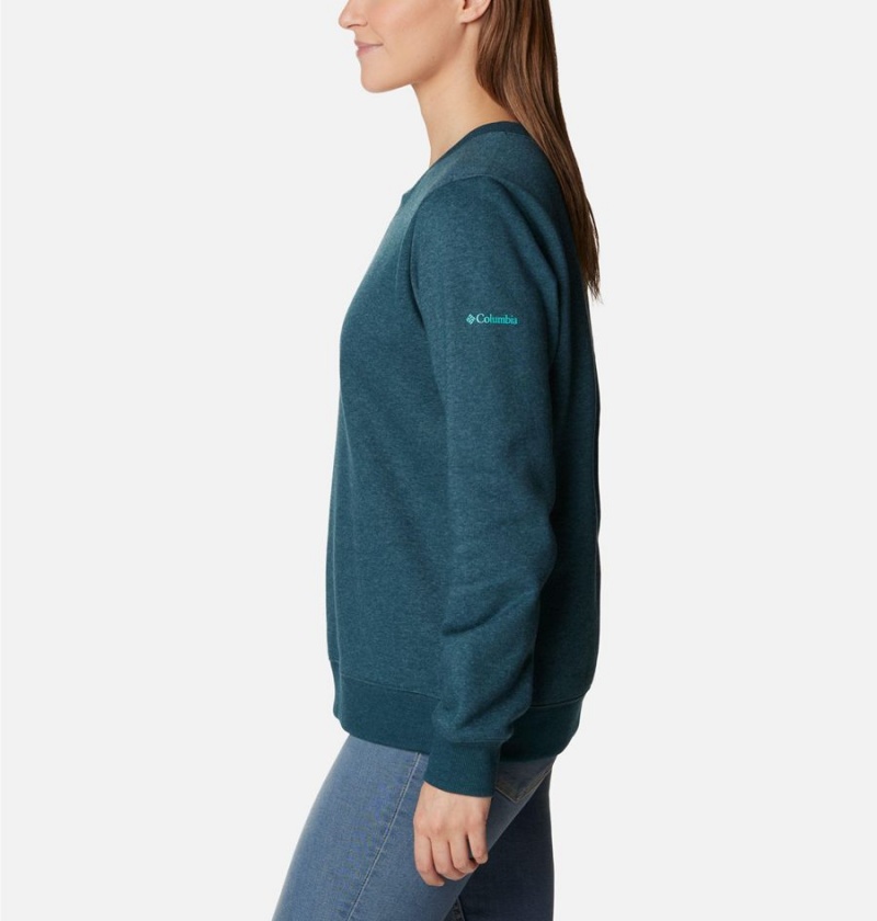 Turquoise Columbia Hart Mountain II Graphic Crew Women's Pullover | 34650ZEKN