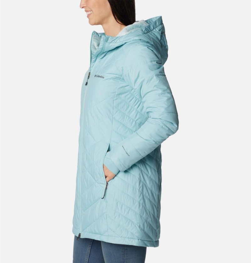 Turquoise Columbia Heavenly Long Hooded Women's Puffer Jacket | 83945AZHD