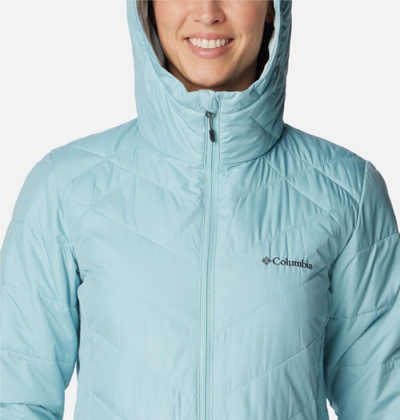 Turquoise Columbia Heavenly Long Hooded Women's Puffer Jacket | 83945AZHD