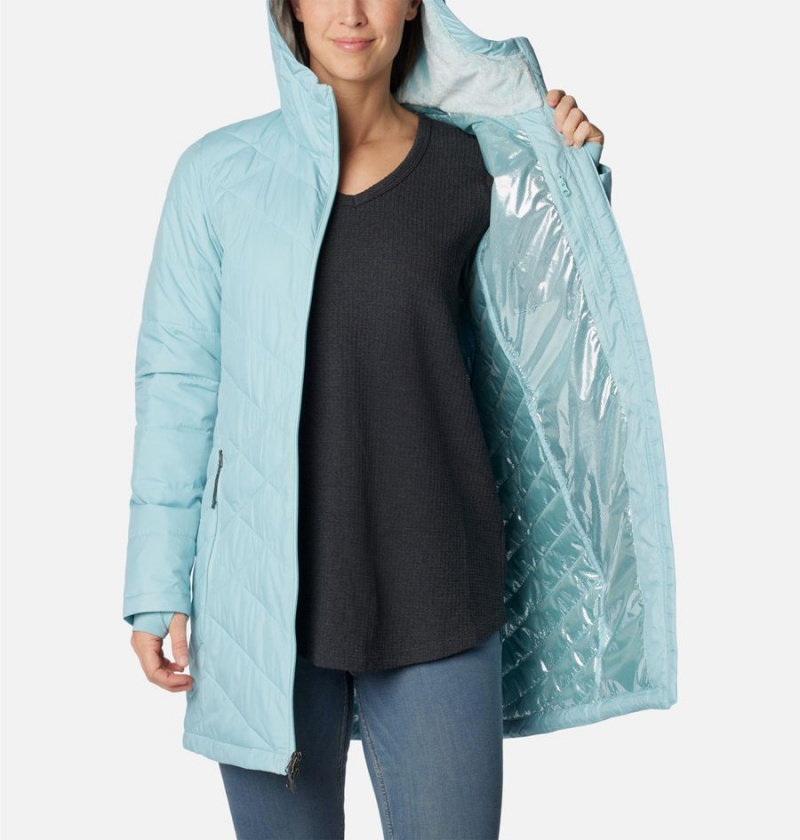 Turquoise Columbia Heavenly Long Hooded Women's Puffer Jacket | 83945AZHD