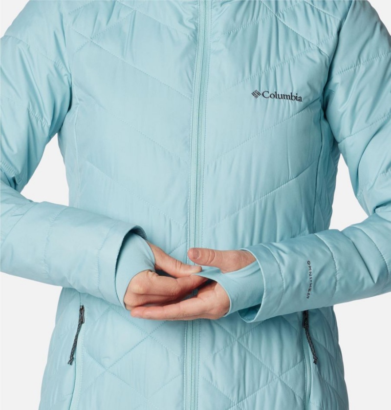 Turquoise Columbia Heavenly Long Hooded Women's Puffer Jacket | 83945AZHD