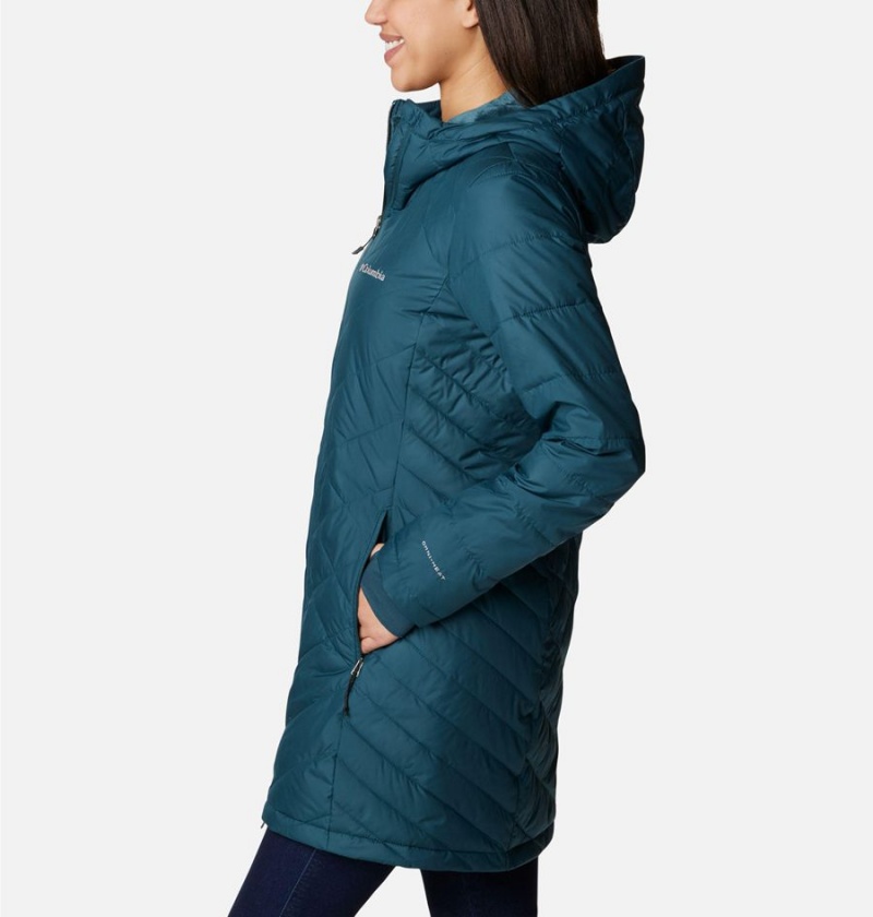 Turquoise Columbia Heavenly Long Hooded Women's Puffer Jacket | 16923JTDA