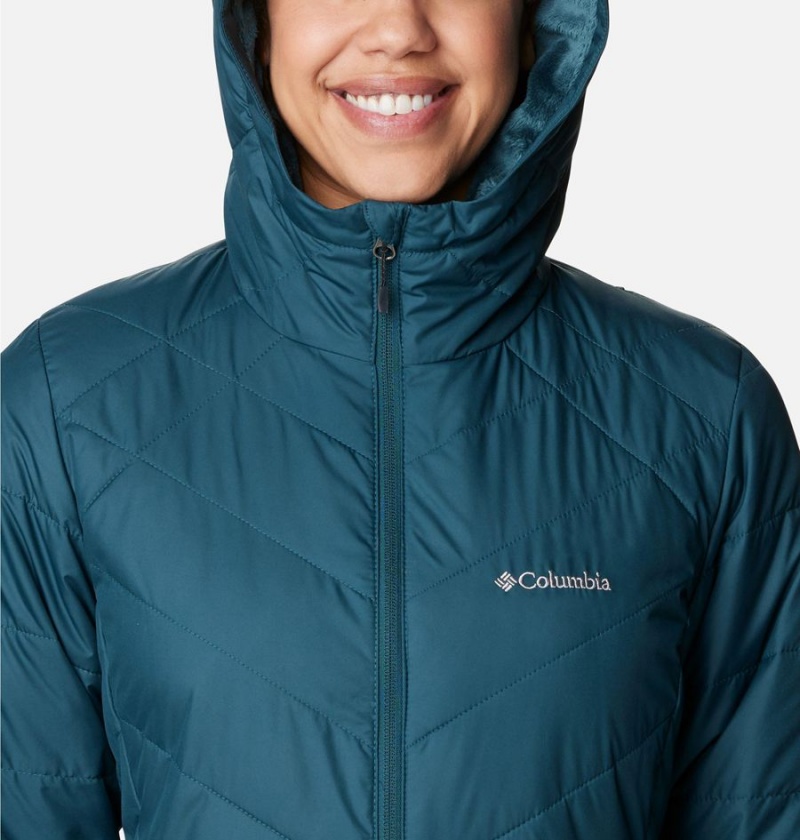 Turquoise Columbia Heavenly Long Hooded Women's Puffer Jacket | 16923JTDA