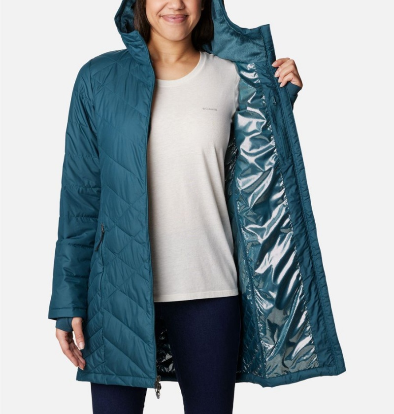 Turquoise Columbia Heavenly Long Hooded Women's Puffer Jacket | 16923JTDA