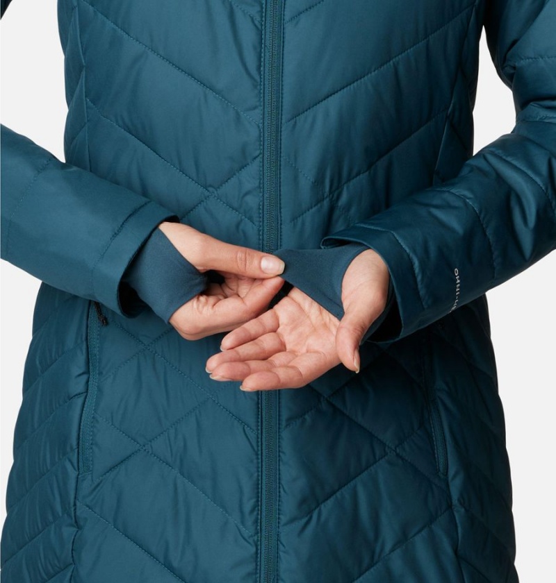 Turquoise Columbia Heavenly Long Hooded Women's Puffer Jacket | 16923JTDA