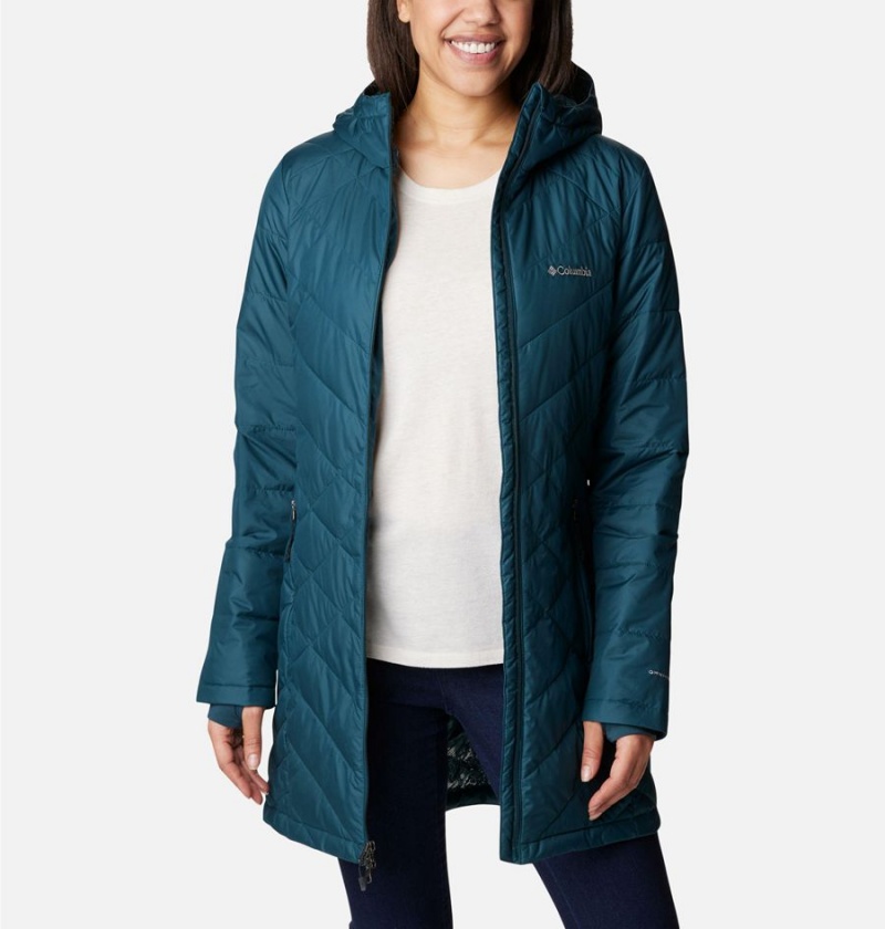 Turquoise Columbia Heavenly Long Hooded Women's Puffer Jacket | 16923JTDA