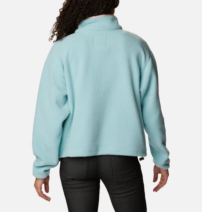 Turquoise Columbia Helvetia Cropped Half Snap Fleece Women's Pullover | 50691XNSR