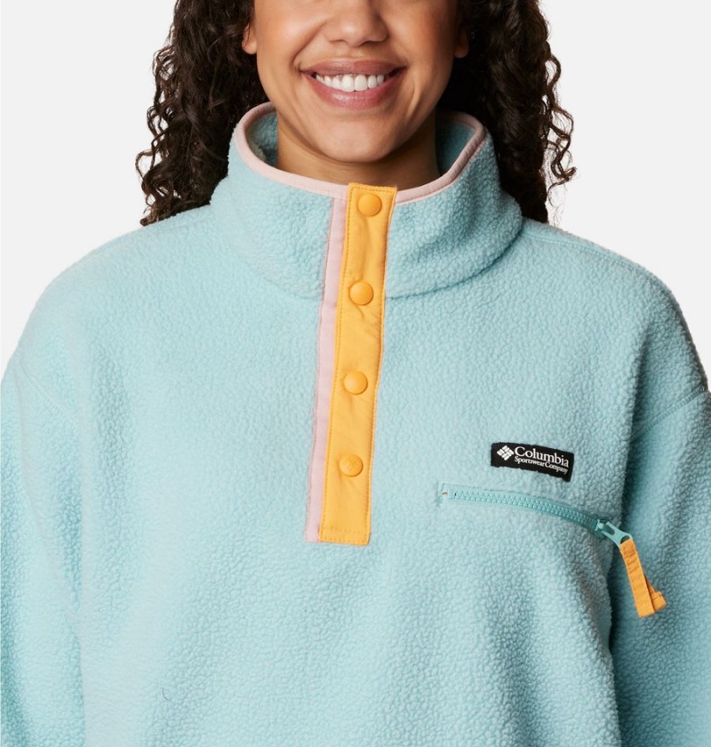 Turquoise Columbia Helvetia Cropped Half Snap Fleece Women's Pullover | 50691XNSR