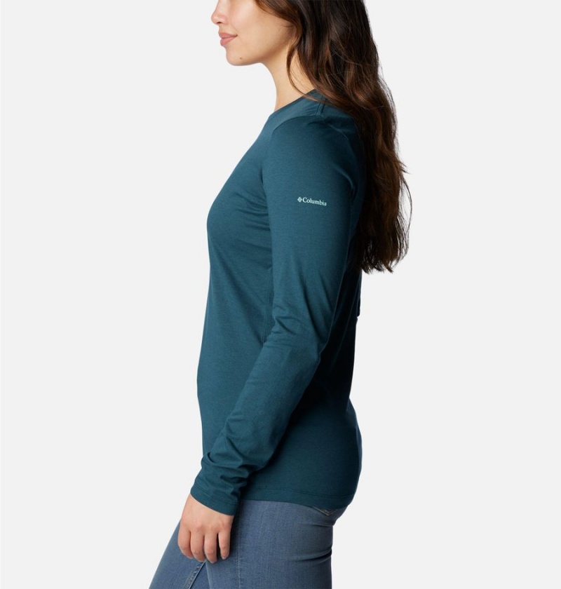 Turquoise Columbia Hidden Haven Long Sleeve Women's T-Shirt | 45928GYIM