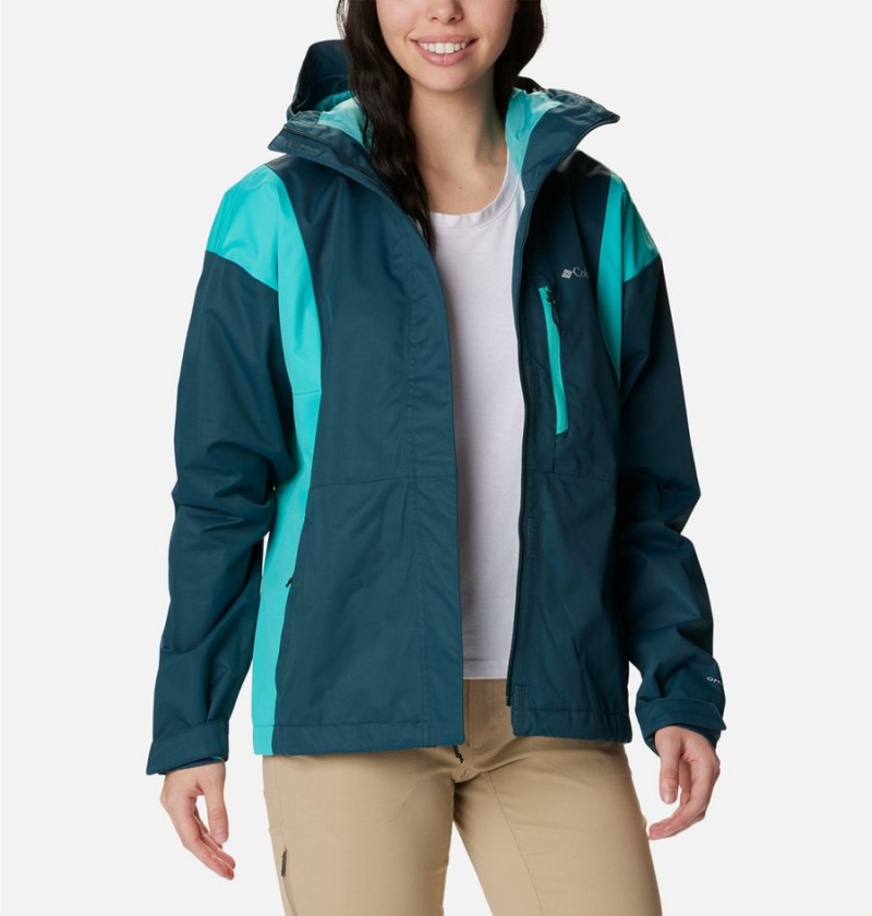 Turquoise Columbia Hikebound Women's Rain Jacket | 41892KYFH