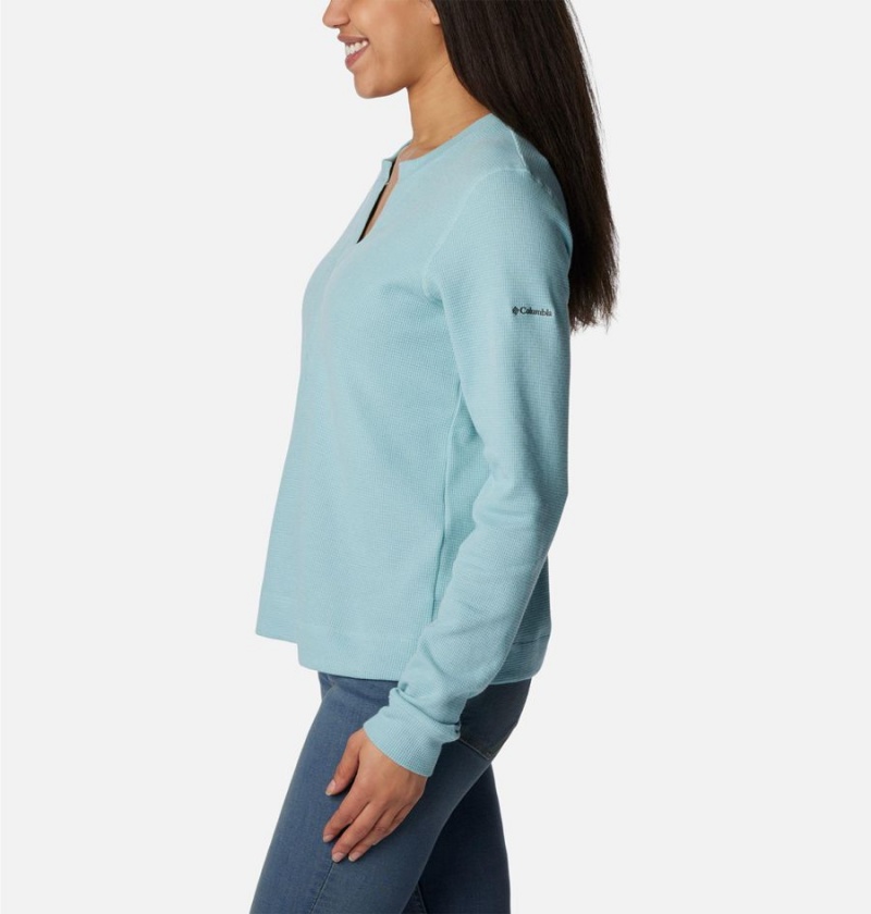 Turquoise Columbia Holly Hideaway Waffle Long Sleeve Women's Pullover | 70214SKNC