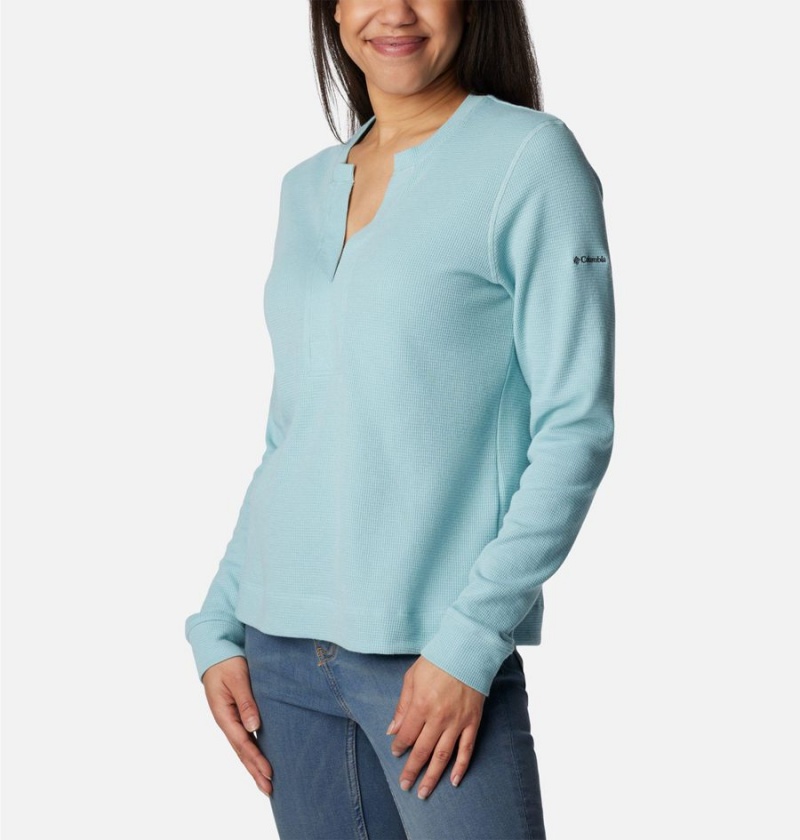 Turquoise Columbia Holly Hideaway Waffle Long Sleeve Women's Pullover | 70214SKNC