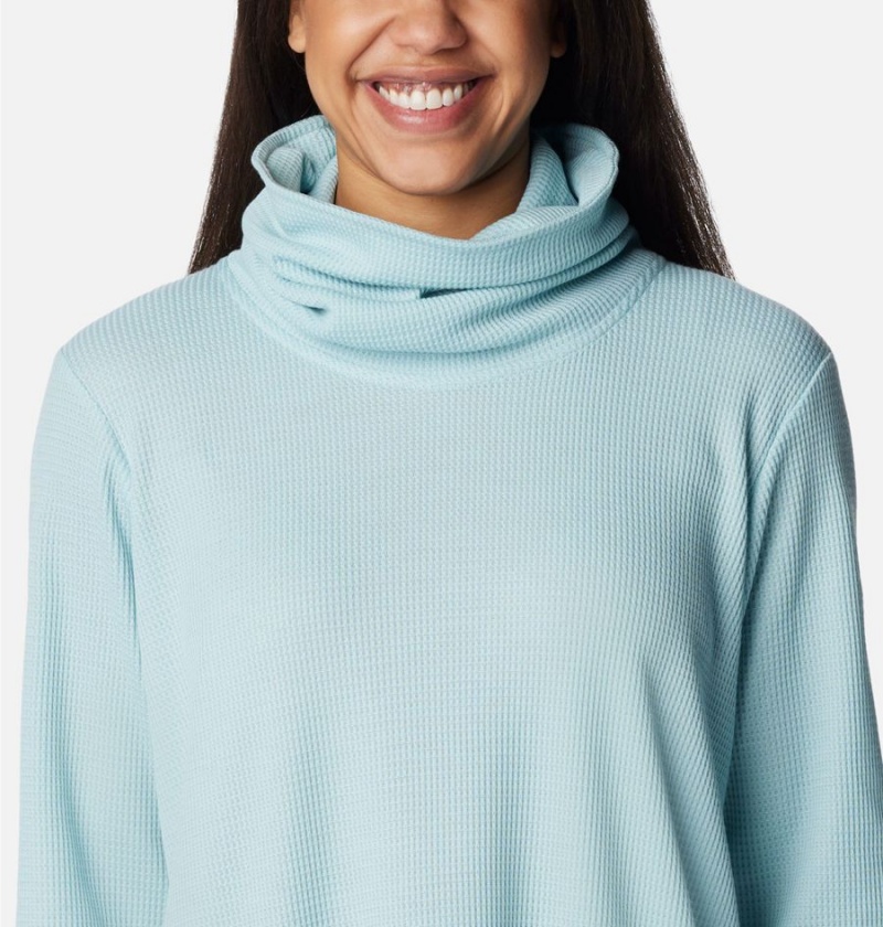 Turquoise Columbia Holly Hideaway Waffle Cowl Neck Women's Pullover | 13582AWJV