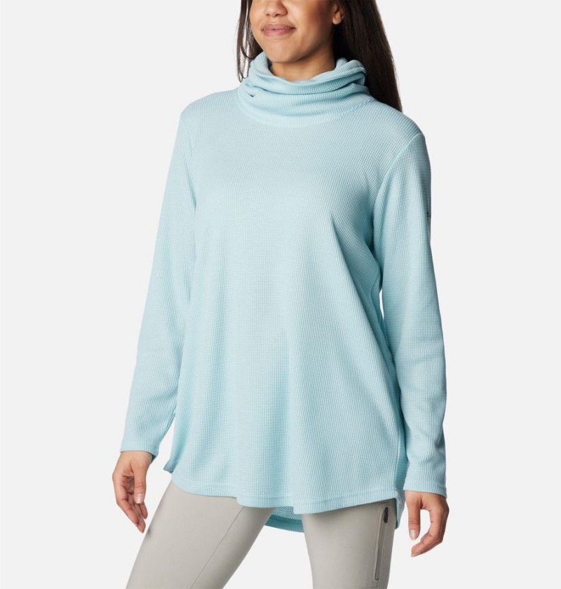 Turquoise Columbia Holly Hideaway Waffle Cowl Neck Women's Pullover | 13582AWJV