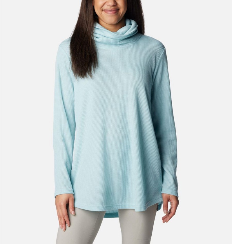 Turquoise Columbia Holly Hideaway Waffle Cowl Neck Women\'s Pullover | 13582AWJV