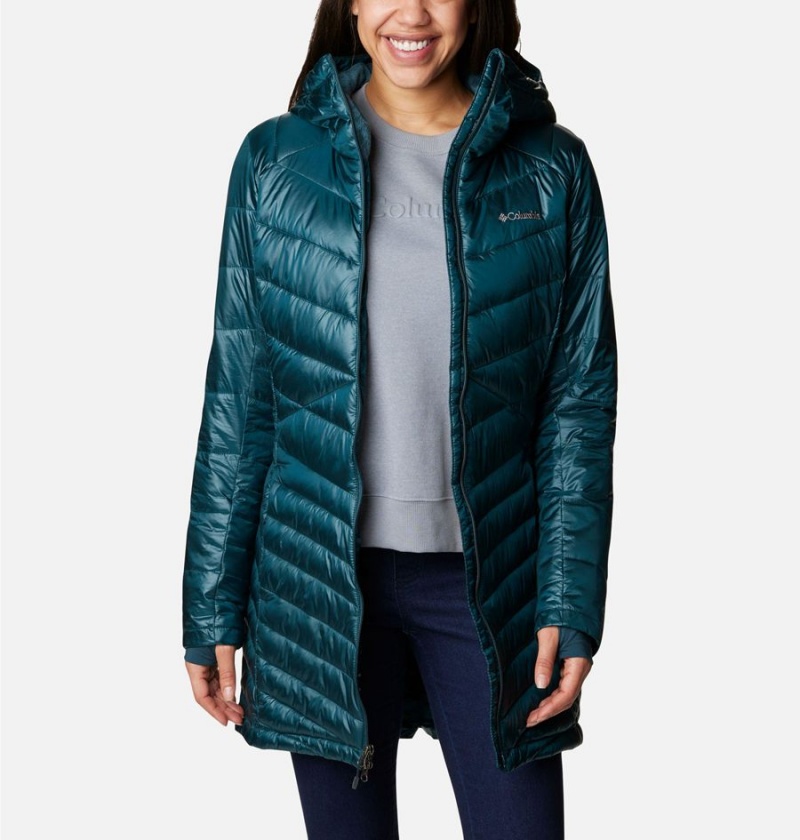 Turquoise Columbia Joy Peak Mid Insulated Hooded Women's Puffer Jacket | 26051EPFO