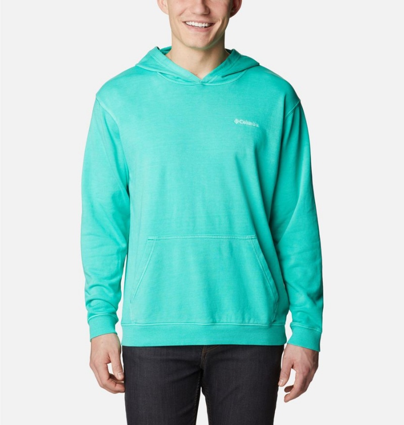 Turquoise Columbia Lodge French Terry Novelty Men\'s Hoodie | 39820TMUA