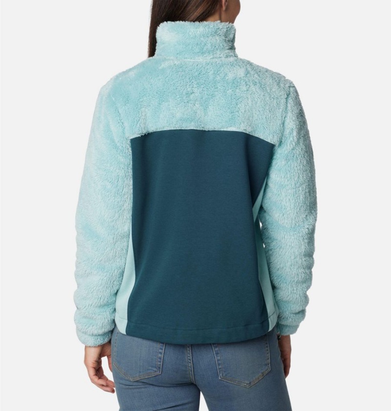 Turquoise Columbia Lodge Hybrid Sherpa Full Zip Women's Fleece Jacket | 34901ZYIO