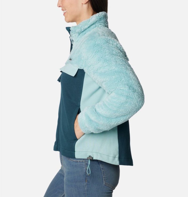 Turquoise Columbia Lodge Hybrid Sherpa Full Zip Women's Fleece Jacket | 34901ZYIO