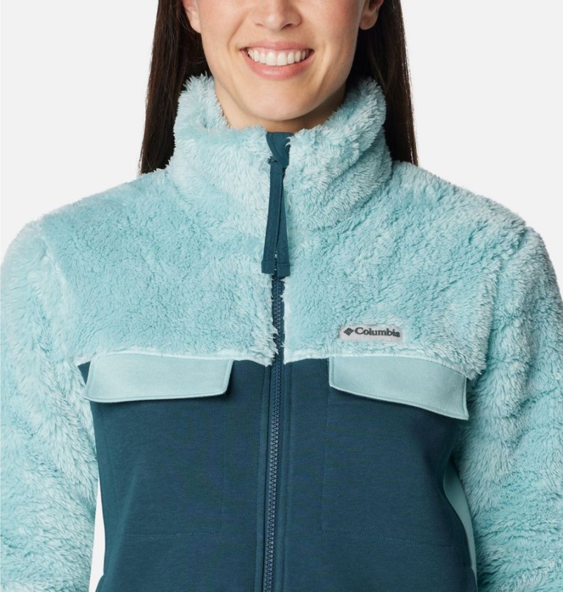 Turquoise Columbia Lodge Hybrid Sherpa Full Zip Women's Fleece Jacket | 34901ZYIO