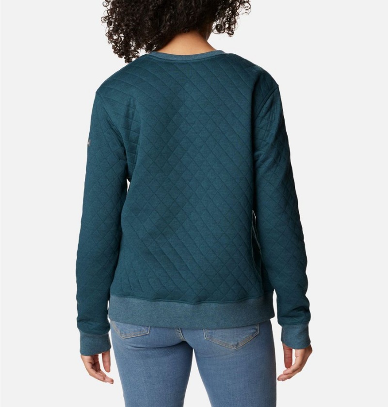 Turquoise Columbia Lodge Quilted Crew Sweatshirt Women's Pullover | 13860YELH