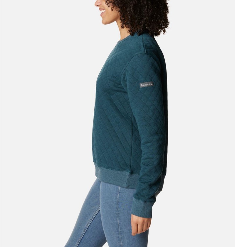 Turquoise Columbia Lodge Quilted Crew Sweatshirt Women's Pullover | 13860YELH