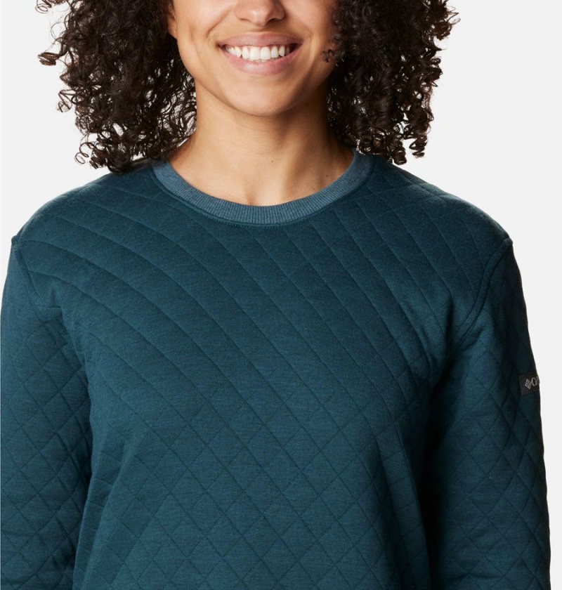 Turquoise Columbia Lodge Quilted Crew Sweatshirt Women's Pullover | 13860YELH