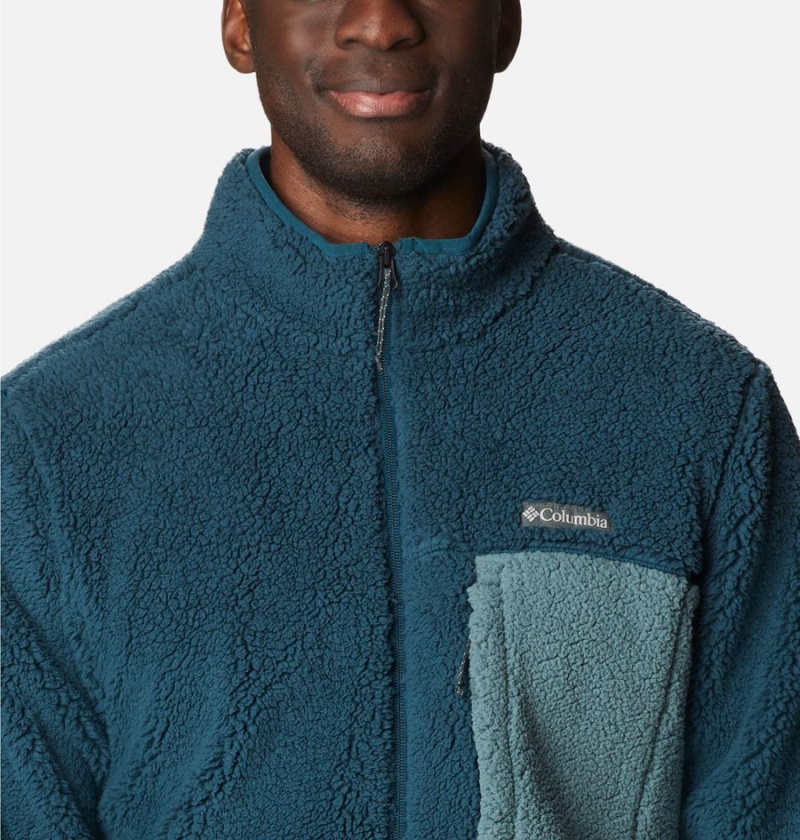 Turquoise Columbia Mountainside Heavyweight Sherpa Men's Fleece Jacket | 20839MQCZ