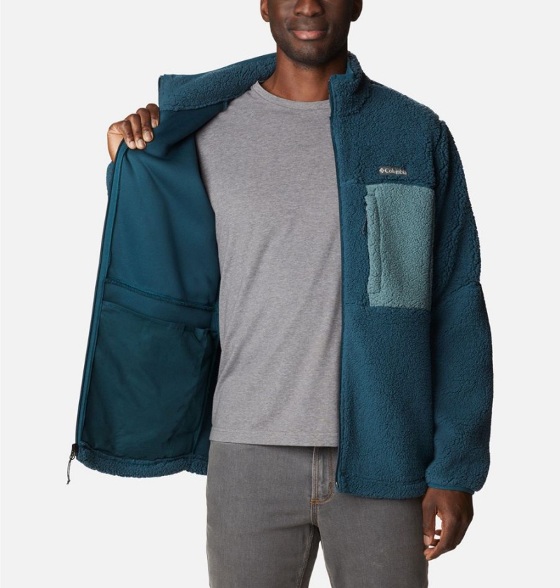 Turquoise Columbia Mountainside Heavyweight Sherpa Men's Fleece Jacket | 20839MQCZ